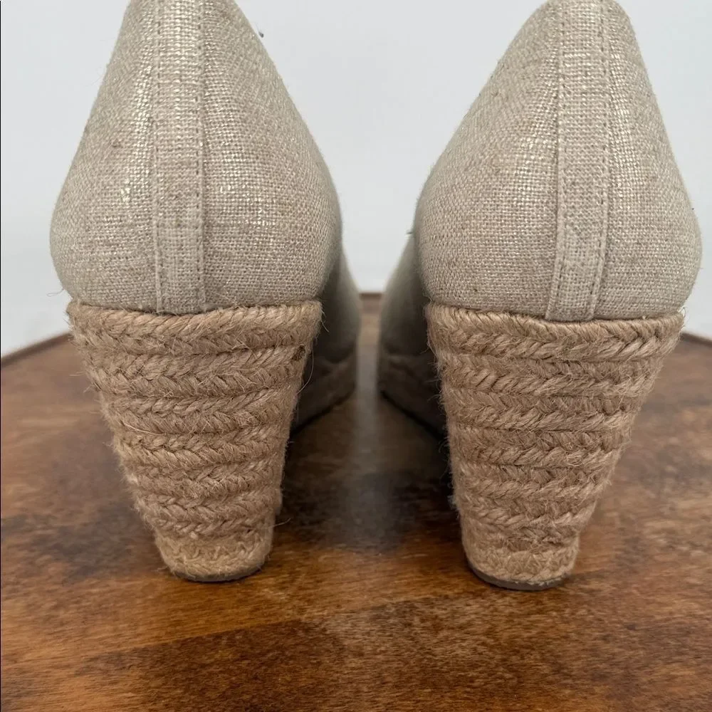 J Crew Shoes Wm 12 Espadrille Wedge Heels Seville Gold Metallic Slip On